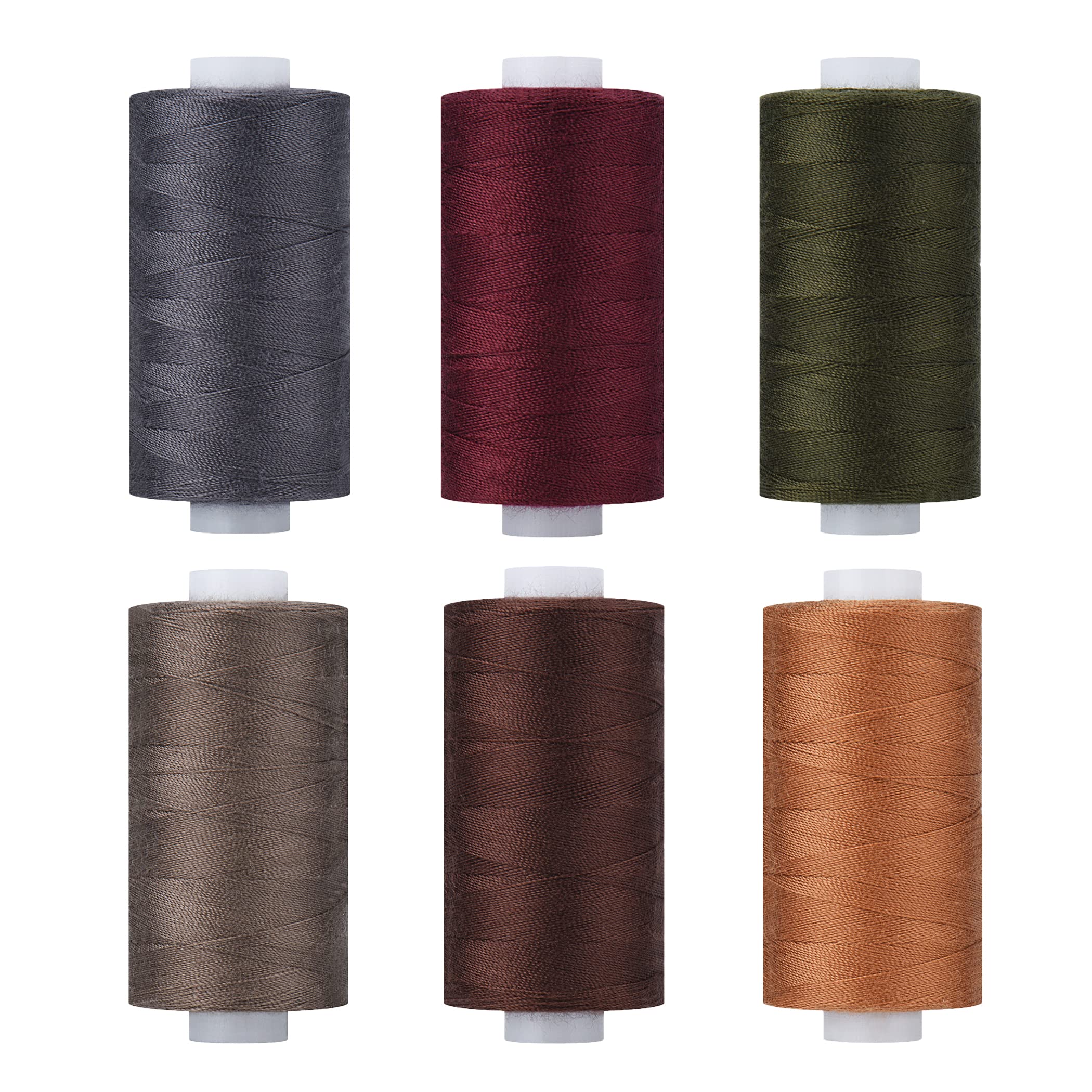 Simthread All Purpose Thread Polyester 6 Dark Colors, 400 Yards Each for Hand Sewing, and Thread for Quilting Piecing Sewing Machines