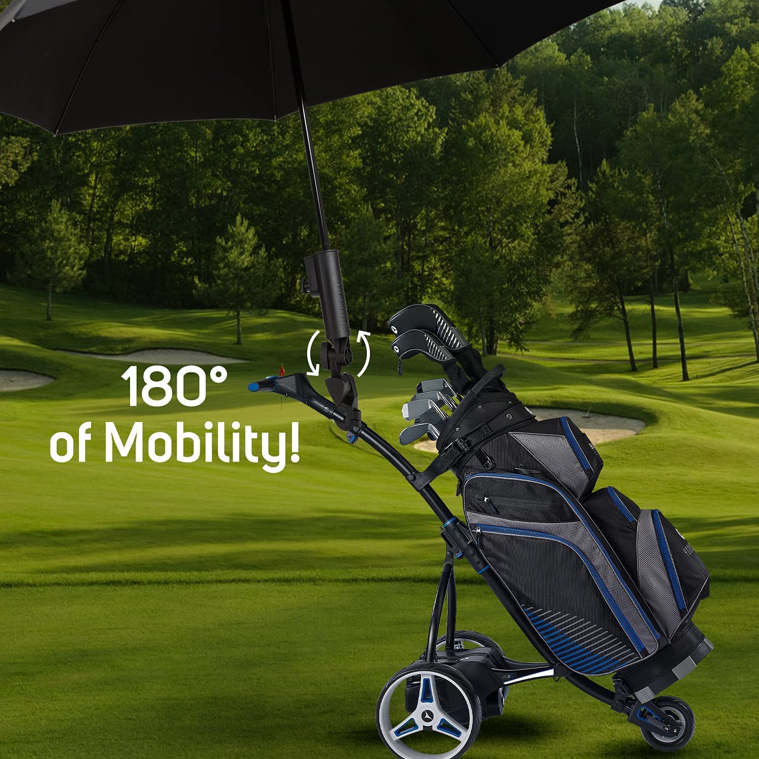 Portaombrelli da Golf,Portaombrello Trolley da Golf Universale,Porta Ombrelli Golf Regolabili per Manici da Golf Cart