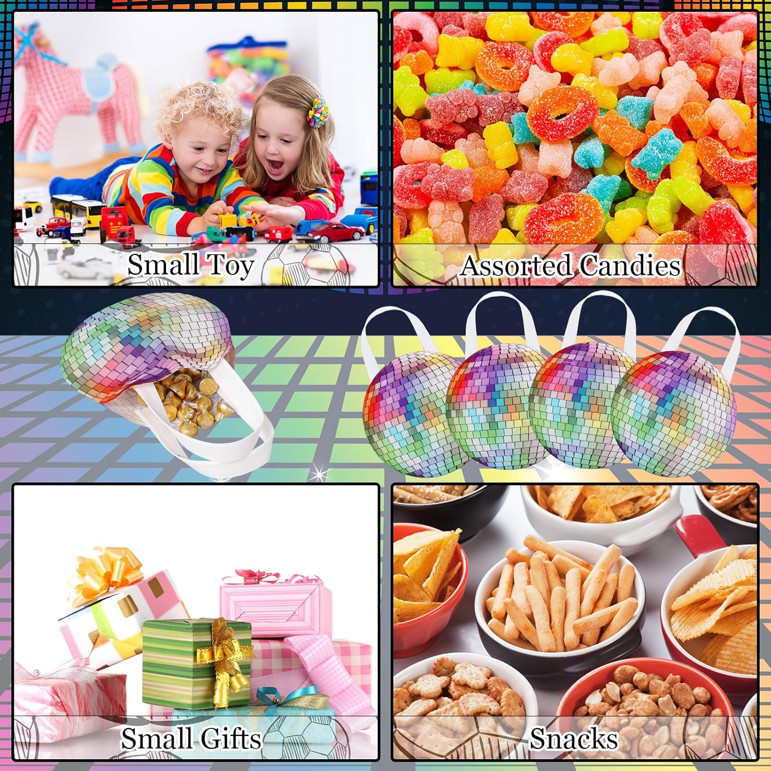 Shihanee 24 Pcs Disco Goodie Bags Disco Ball Non Woven Gift Bags with Handles Mirror Ball Retro Candy Treat Bag for 70s 80s 90s Bachelorette Birthday Dance Music Party Favor Supplies - Image 5