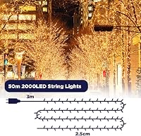 ELKTRY 2000 LED Tündérfény 50m Meleg Fehér Kültéri Beltéri Vízálló IP44 3