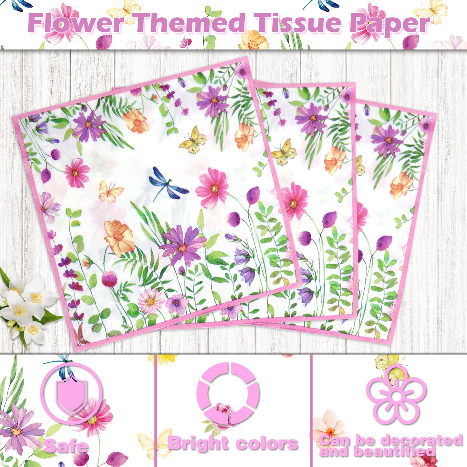 40 Serviettes En Papier Marguerites - Décoration De Table Pour Fête, Anniversaire, Printemps