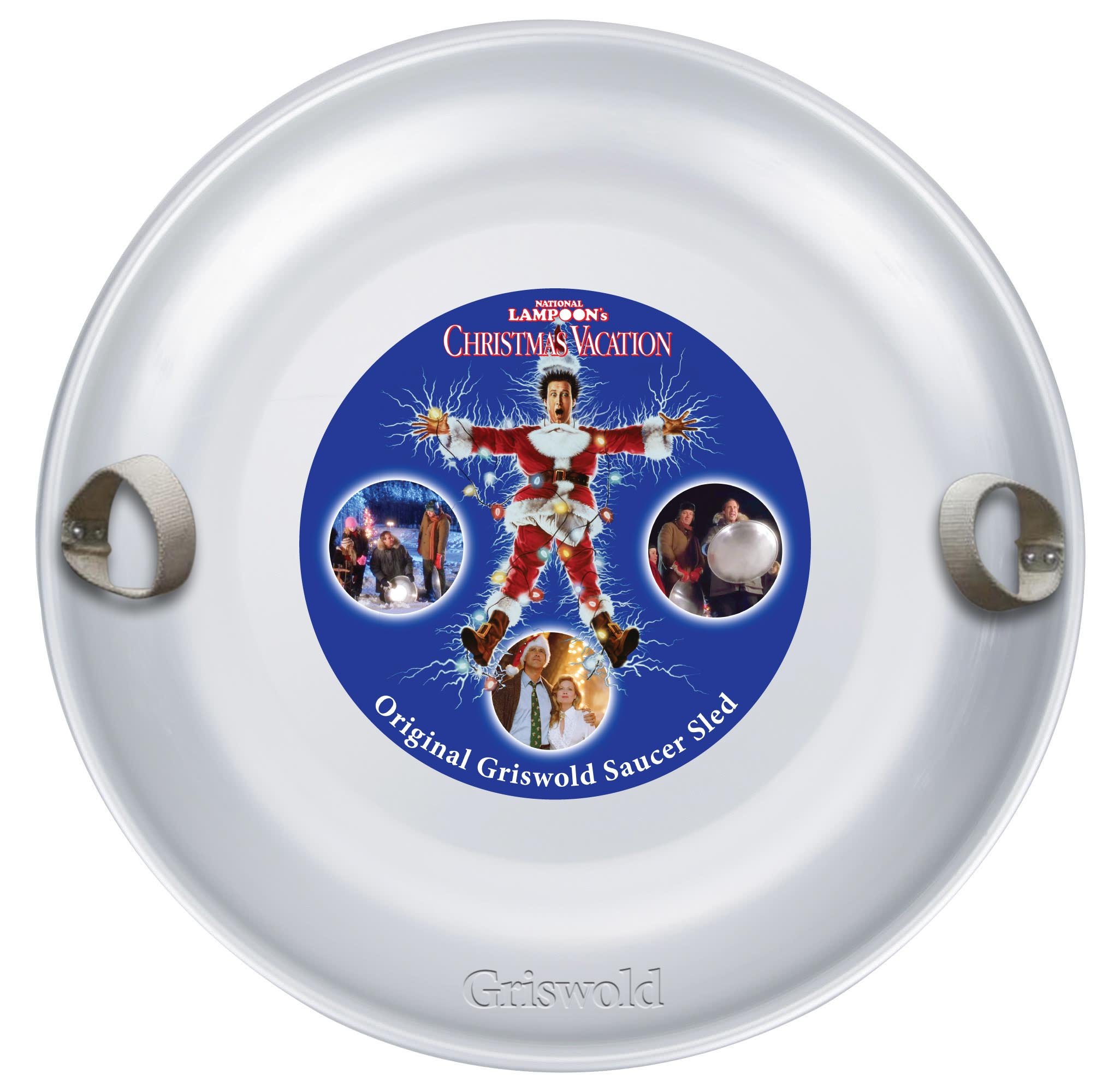 Slippery Racer ProDisc 26 Inch Heavy Duty Aluminum Iron Alloy Metal Kids Winter Saucer Snow Sled with Dual Riveted Soft Grip Rope Handles (Griswold)