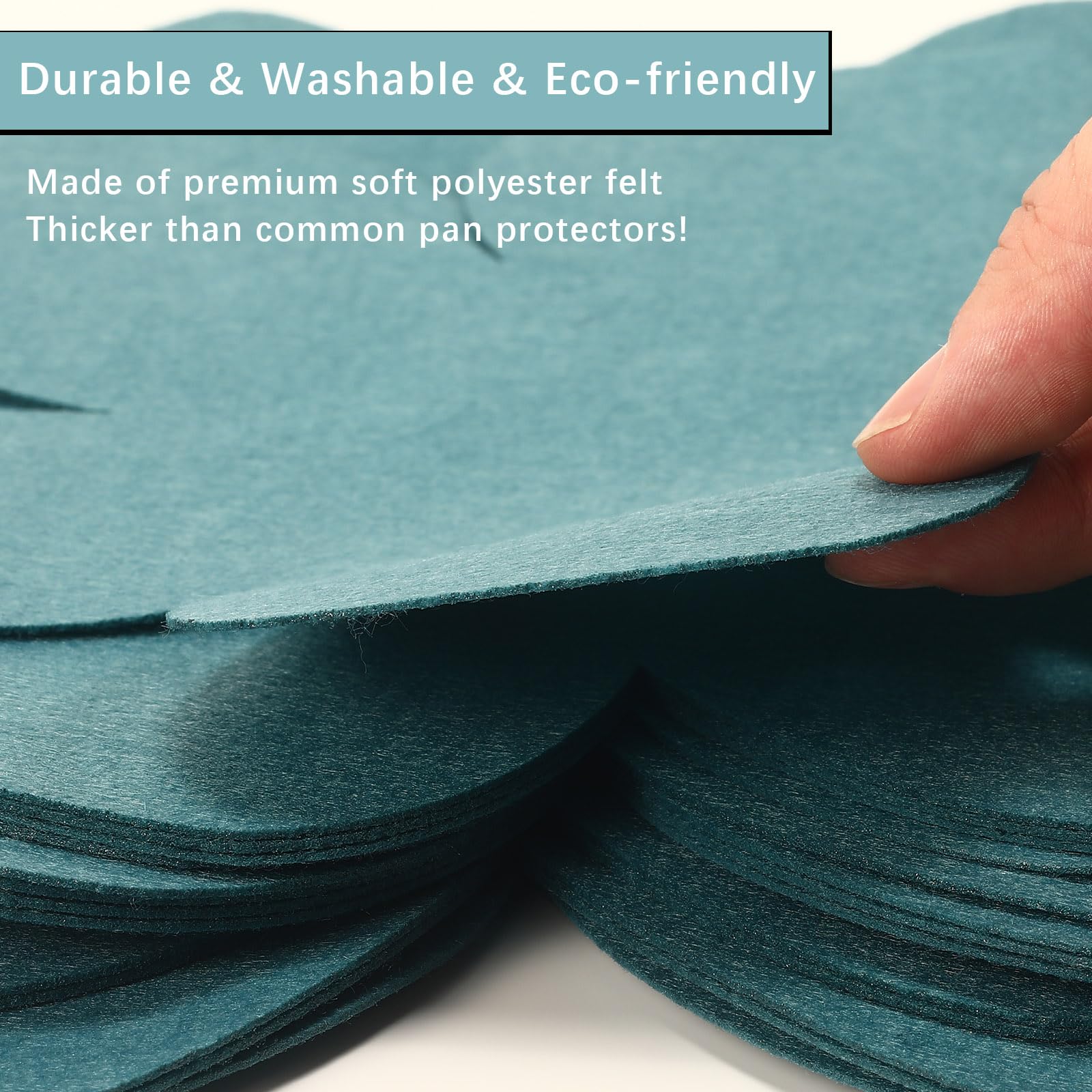Protectores de sartén para apilar, juego de 12 y 3 tamaños diferentes, protectores de utensilios de cocina de fieltro más grandes y gruesos, protectores de ollas y sartenes, protectores de separadores