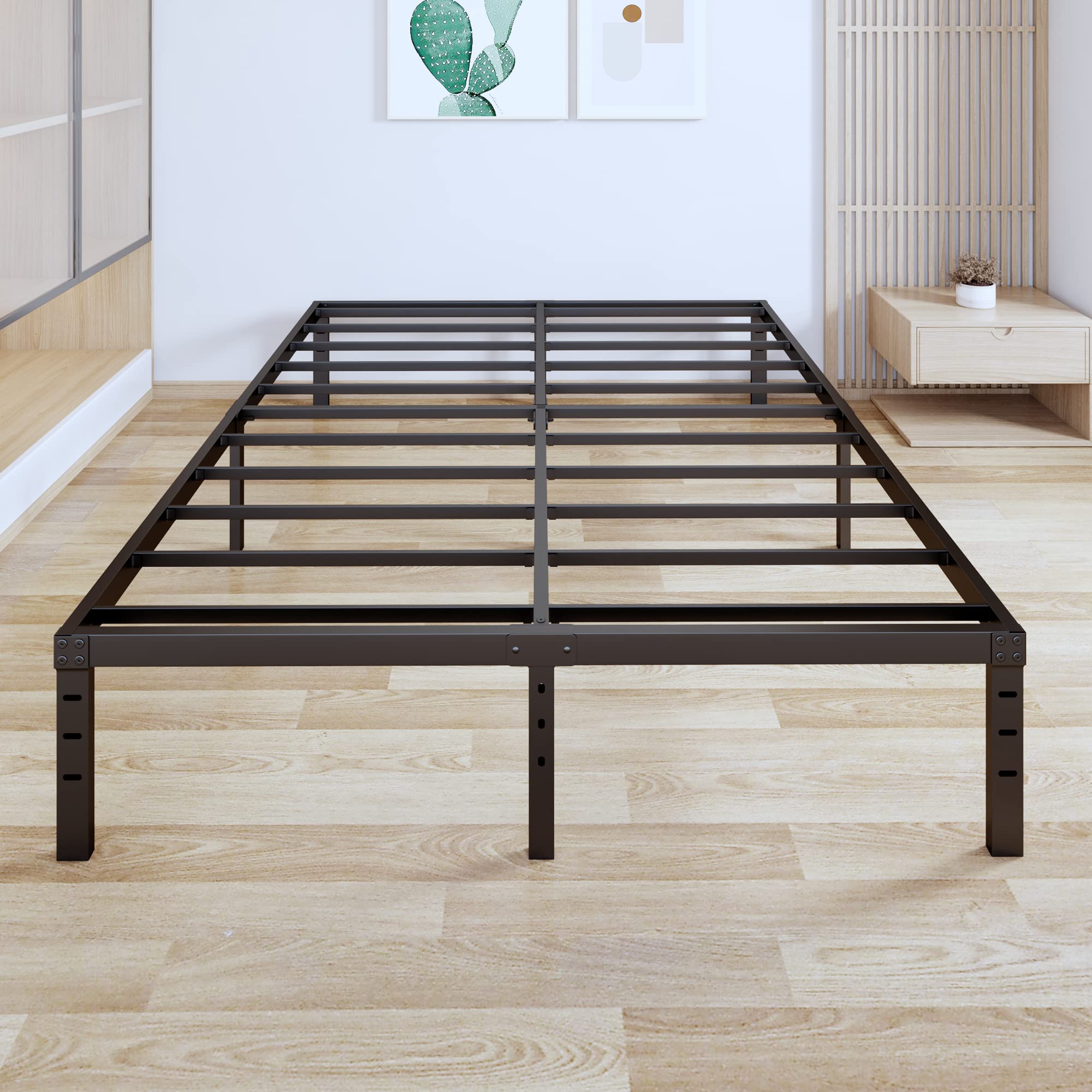 Buy 14 Inch Heavy Duty NonSlip King Size Bed Frame, TIEGUNER Slatted Bed Base, Easy Assembly