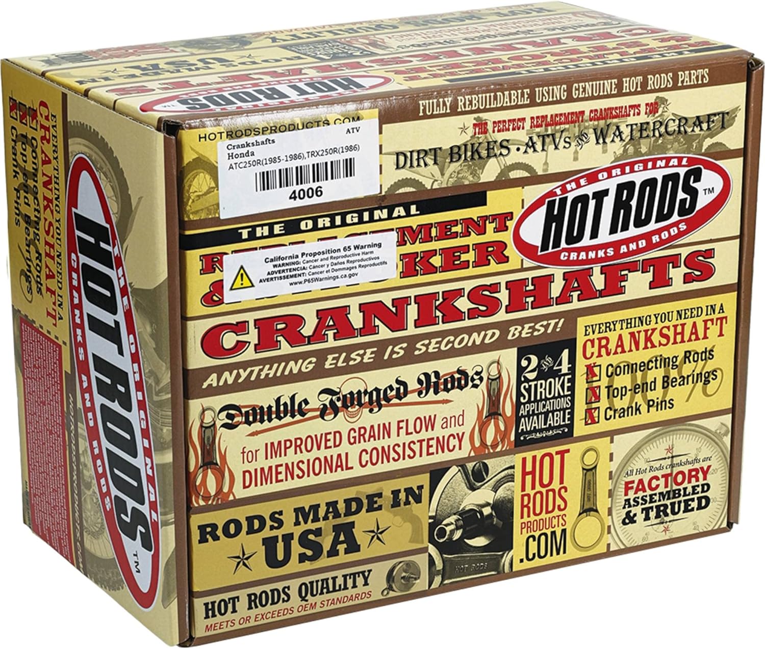 Hot Rods New Crankshaft Compatible with/Replacement for Honda TRX 250 R 86, ATC 250 R 85 86 4006