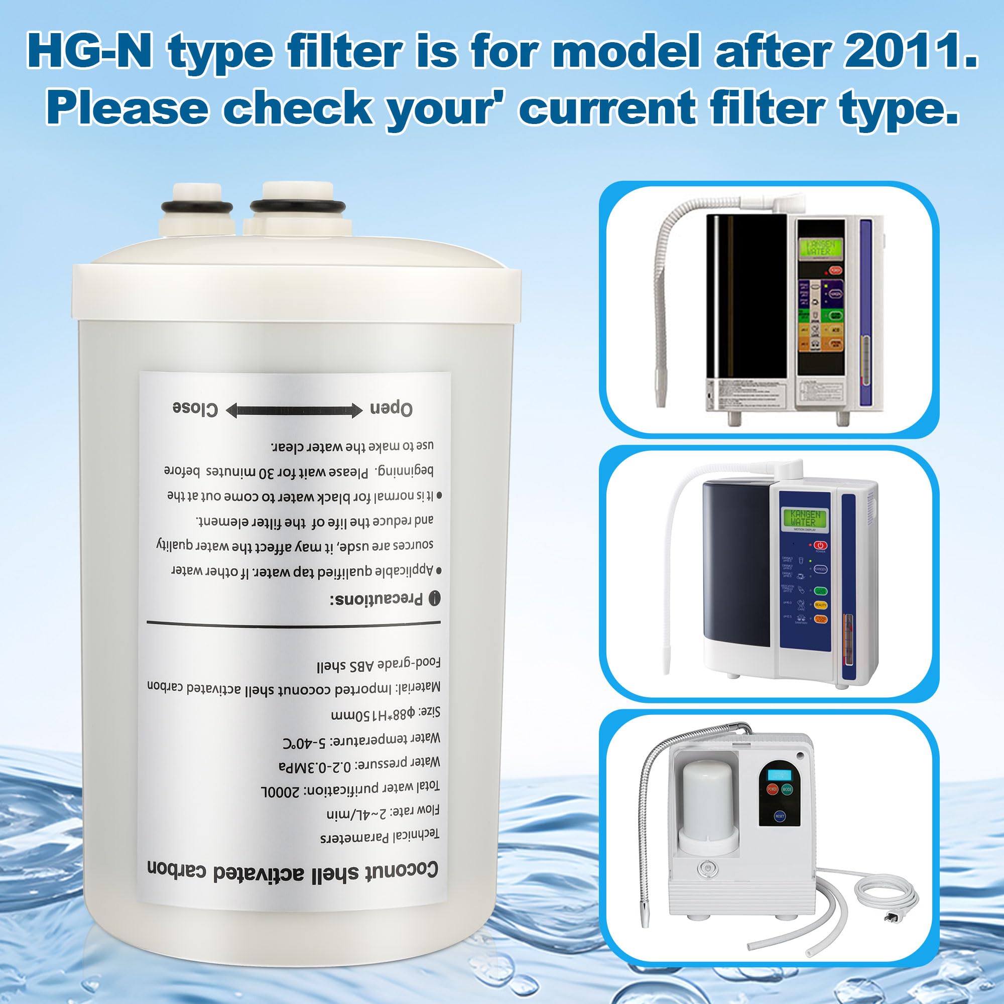 Filtro di ricambio Qualirey compatibile con ionizzatore d'acqua HG-N, Enagic Kangen LeveLuk SD501 JrIV KANGEN 8, filtro anti-piombo (non originale prima del 2010)