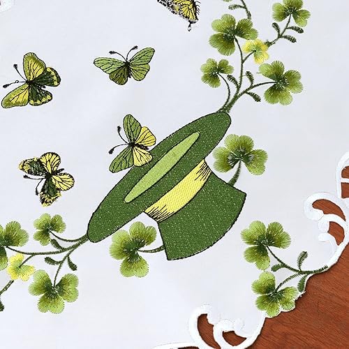 Miniatura 2 de Simhomsen Mantel bordado del día de San Patricio con trébol irlandés, decoraciones de trébol (redondo de 70 pulgadas)