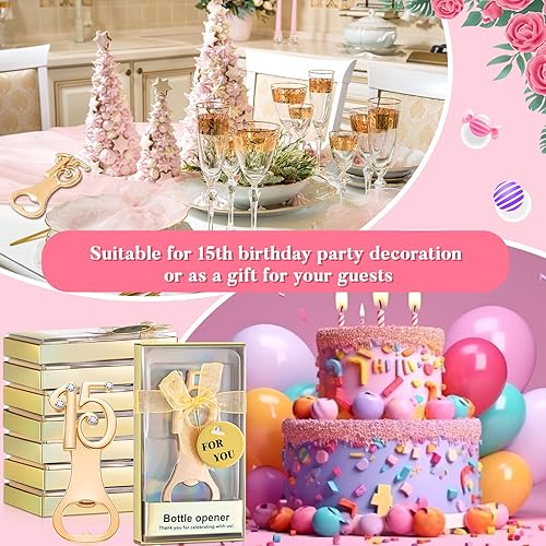 Miniatura 6 de Uiifan 50 abrebotellas para fiesta de cumpleaños de 15 años, regalos de boda de quinceañera, decoraciones o recuerdos con cajas de regalo, regalos