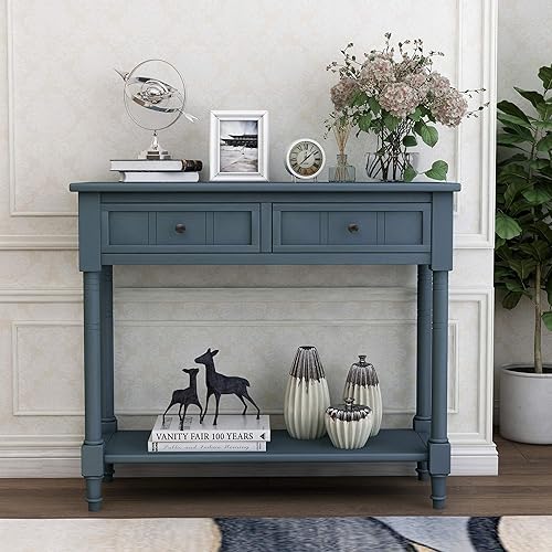 Bellemave Console Table with Drawers, Retro Entryway Table with 2