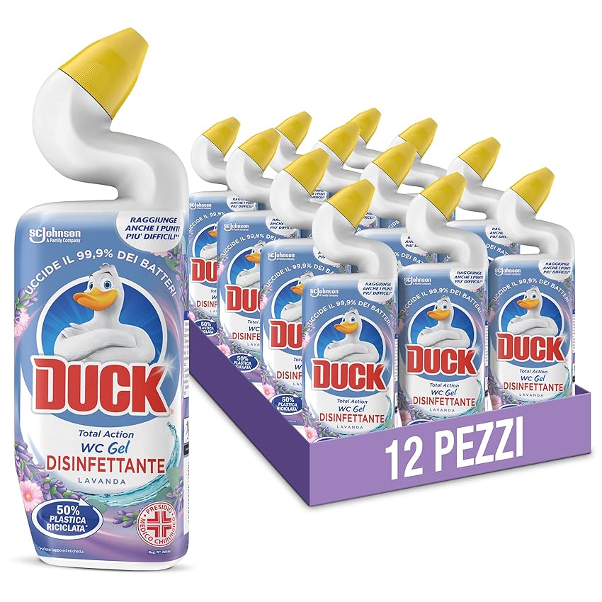 Immagine del prodotto Duck WC Gel Disinfettante - Liquido per WC, Uccide fino al 99,9% dei batteri, Fragranza Lavanda, Formato Scorta da 12 pezzi