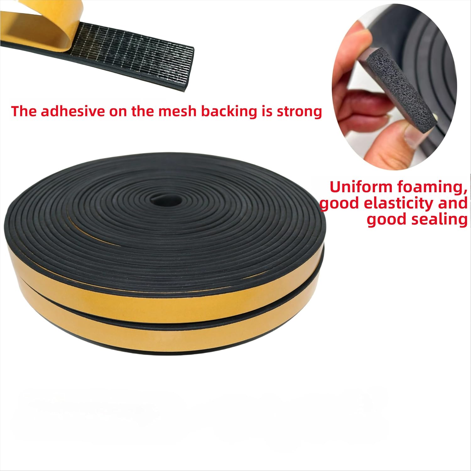 Neoprene Self Adhesive Backed Foam Sponge Strip Roll Sheet Tape Sticky Seal EPDM (Length5M,10mm x 20mm)
