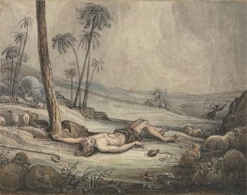 EAGBJTPTM Famous Art Picture Photo Canvas Image Cain and Abel by John Martins Famous Painting for Home Decor 60x90cm