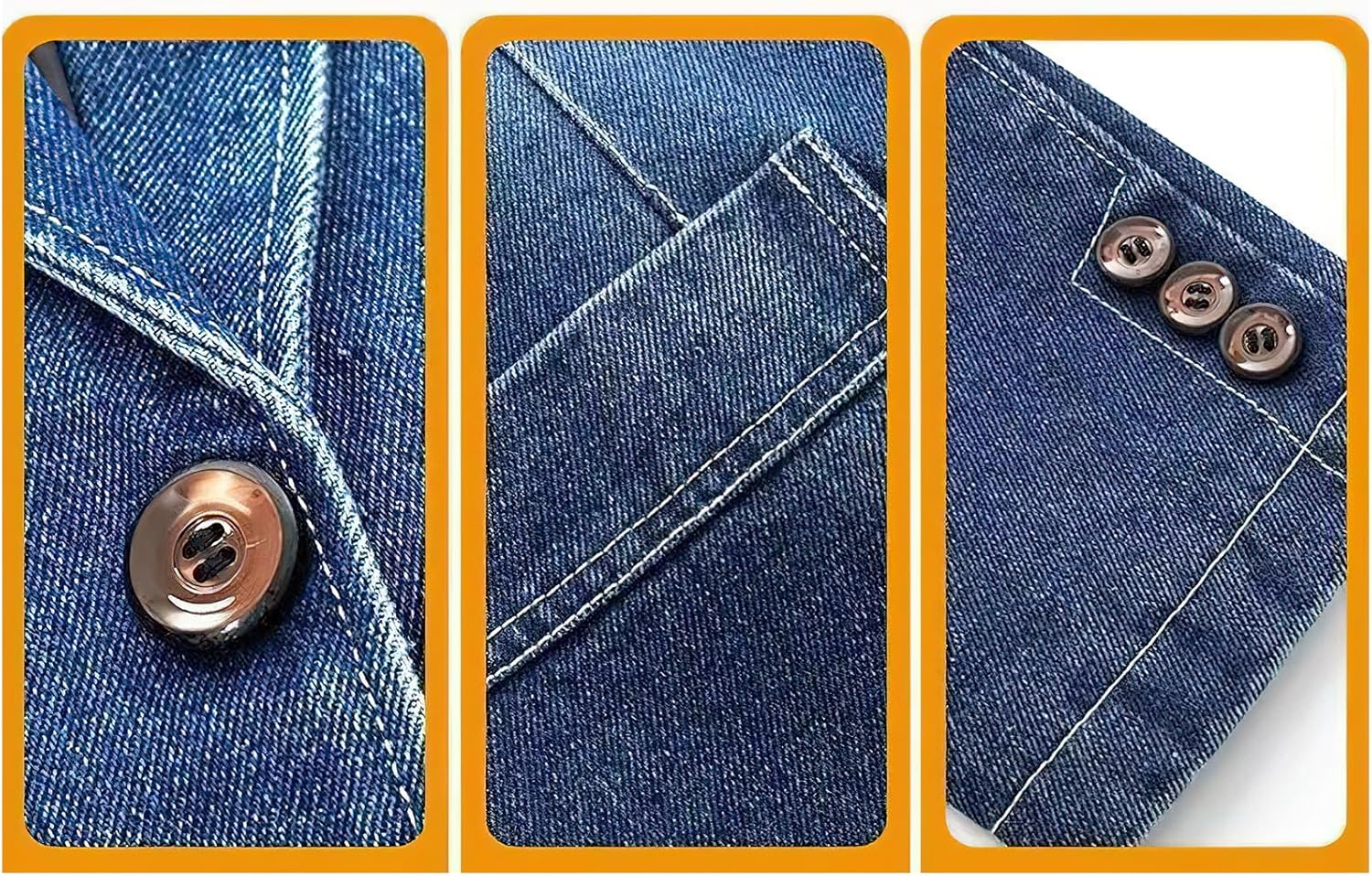 ebossy Men's Notched Lapel Button Down Business Slim Denim Blazer Jacket Sport Coat - Image 5