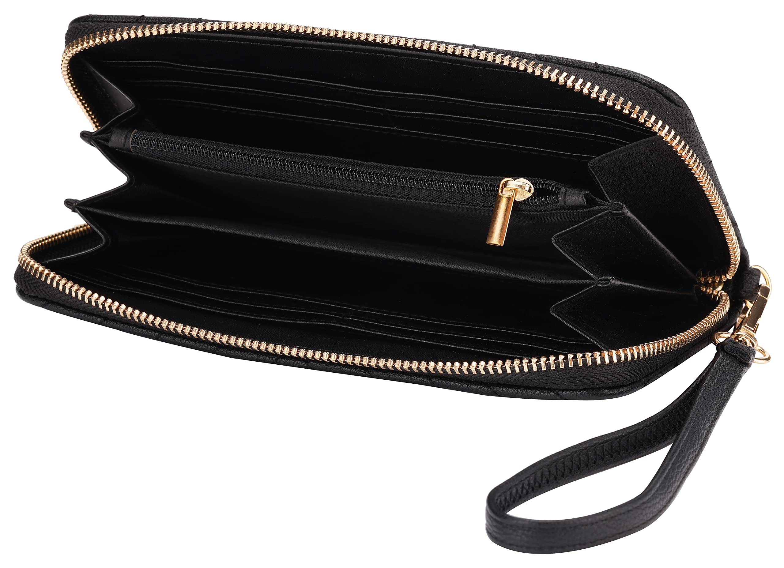Brentano Vegan Leather Slim Single-Zipper Chevron Embroidered Wallet with Removable Wrist Strap product thumbnail 4