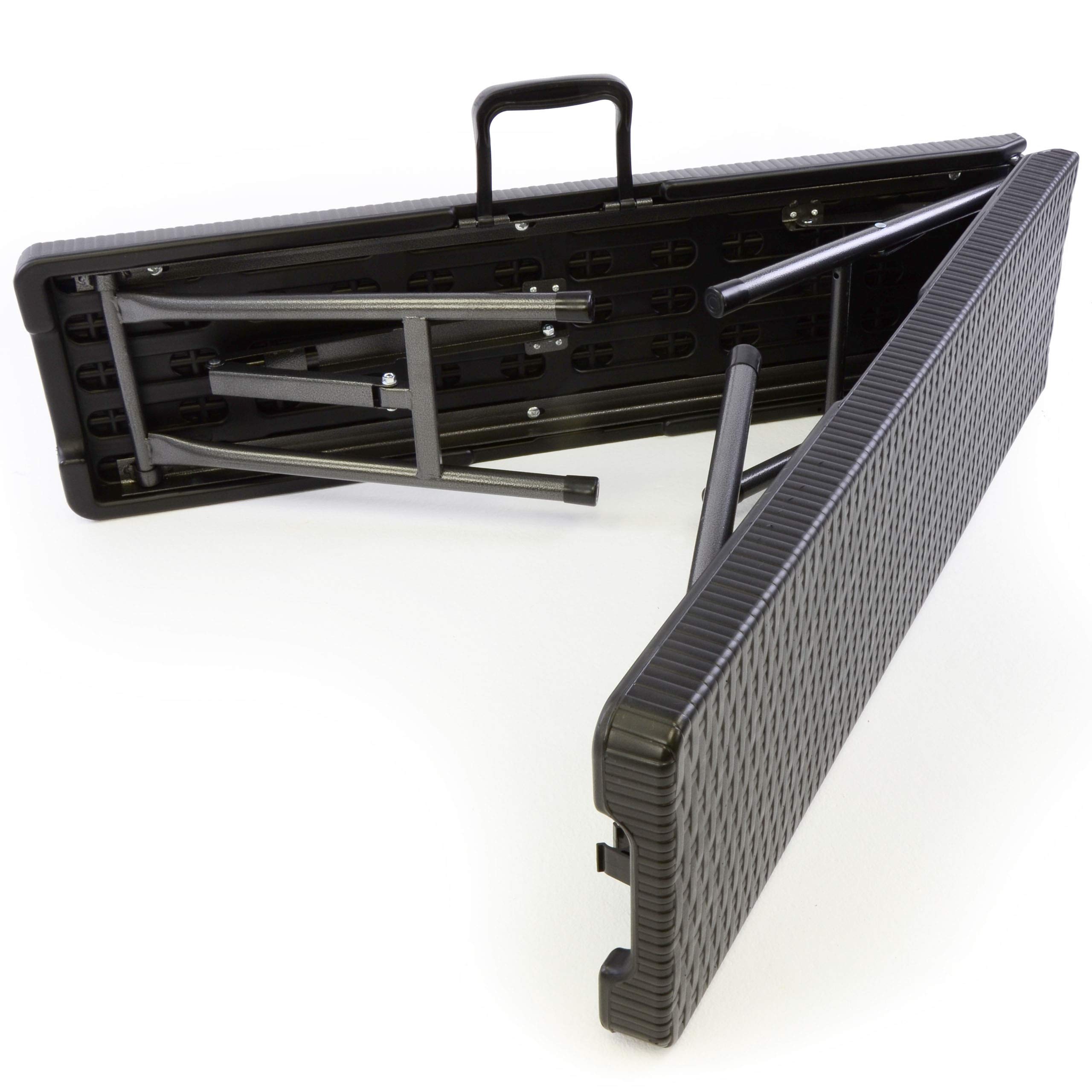 Bierzelt-Garnitur klappbar schwarz Rattan-Optik 180 cm 1 Tisch 2 Bänke