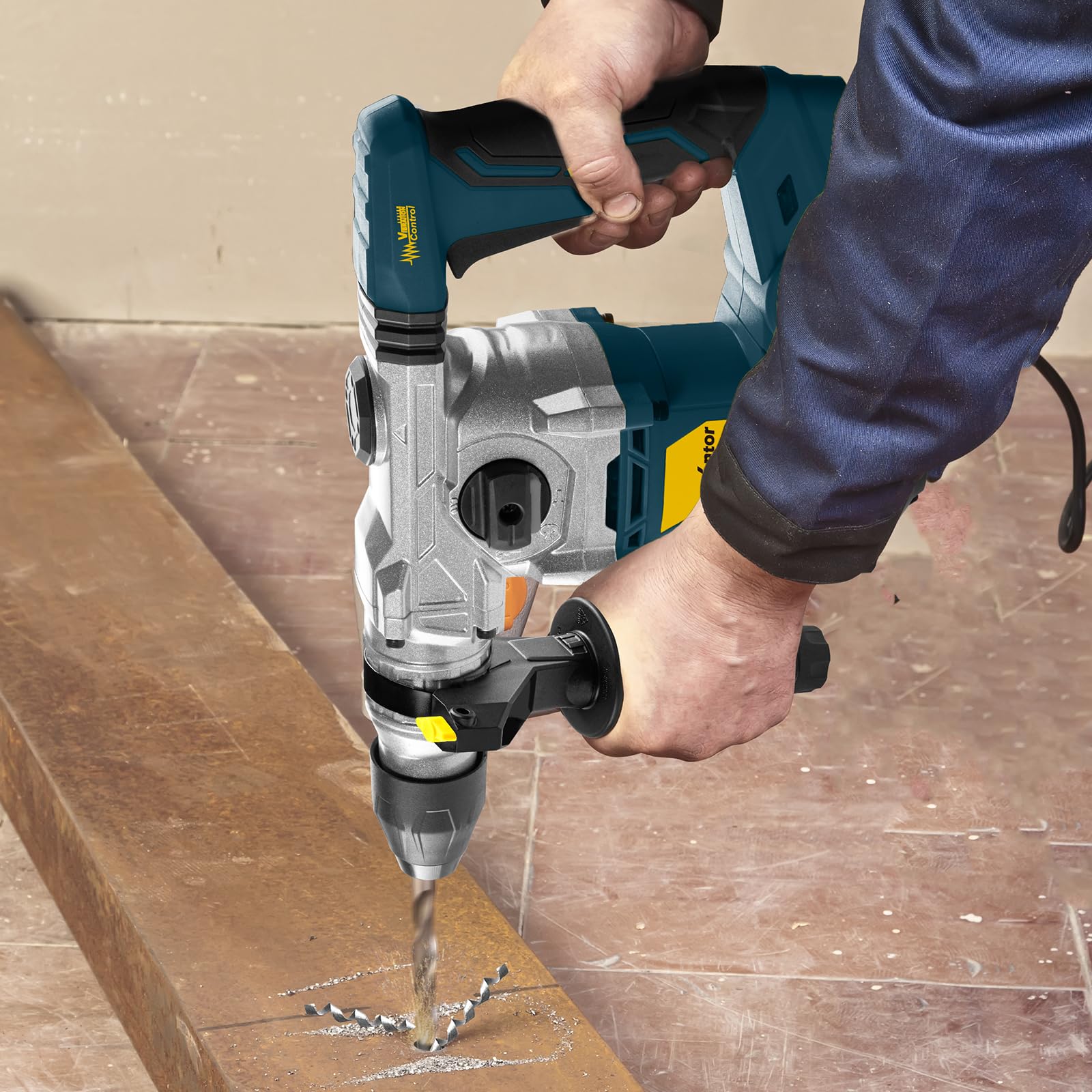 Enventor Martello Demolitore SDS-Plus 1500W, Martello Perforatore 4500BPM, Potenza D'impatto 6J, 850RPM, 4 Modalità, Capacità di Perforazione: Calcestruzzo (32mm), Metallo (13mm), Legno (40mm)