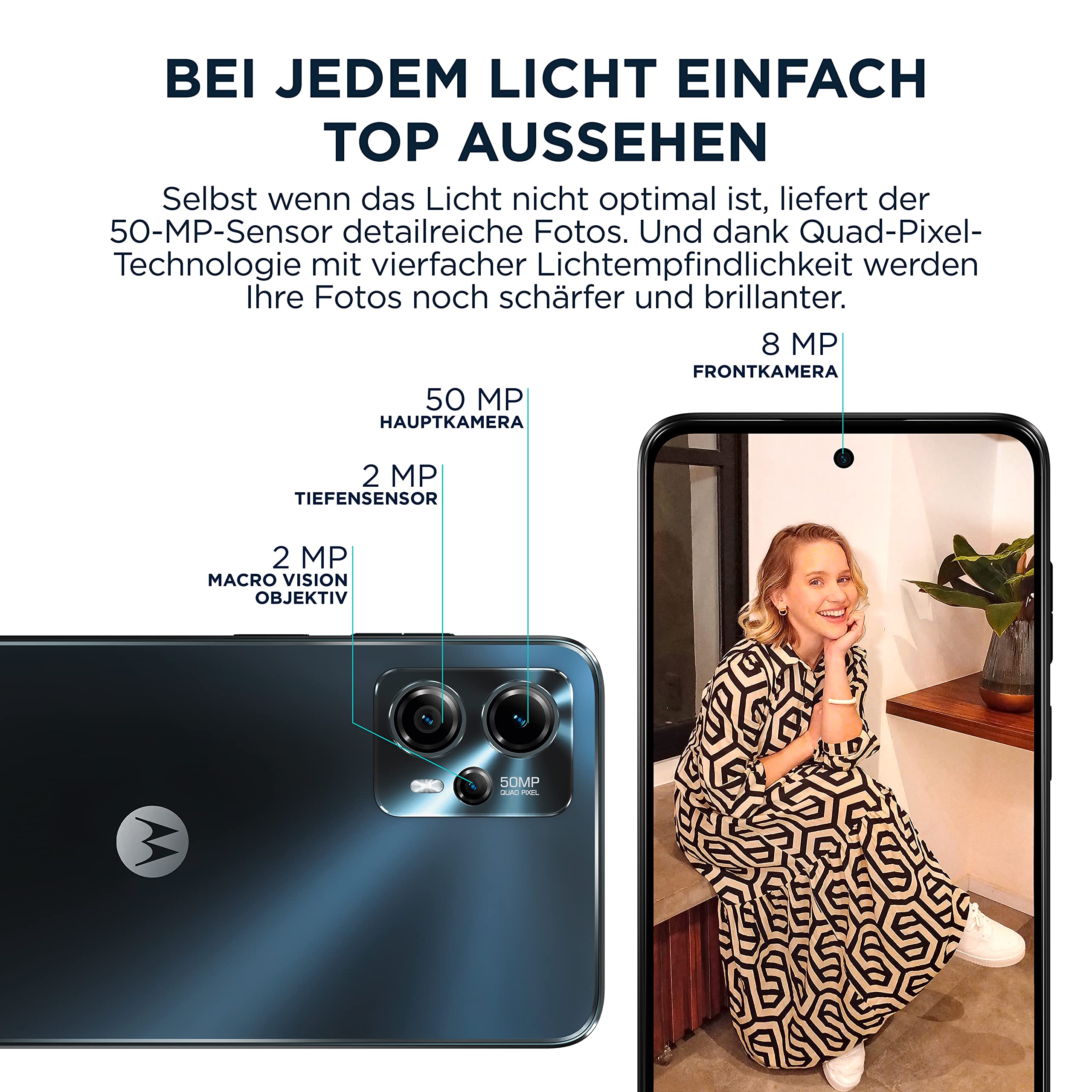 Motorola Moto g13 akıllı telefon (6,52 inç HD+ ekran, 50 MP kamera