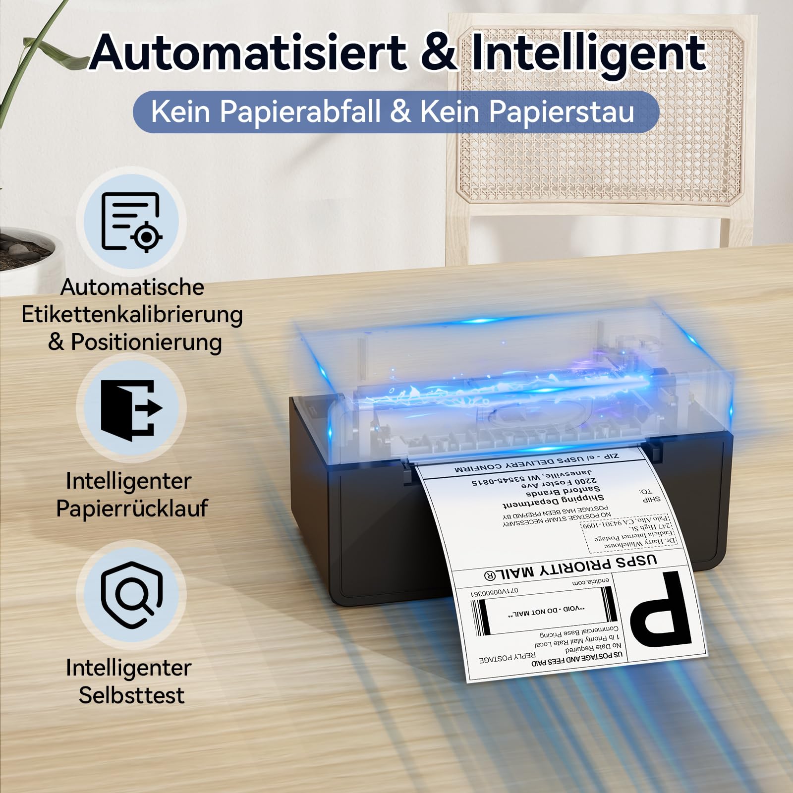 PeriPage Thermal Label Printer 4x6, DHL Shipping Label Printer, Wireless Bluetooth Labeldrucker for DHL UPS USPS, Compatible with iPhone ipad Windows