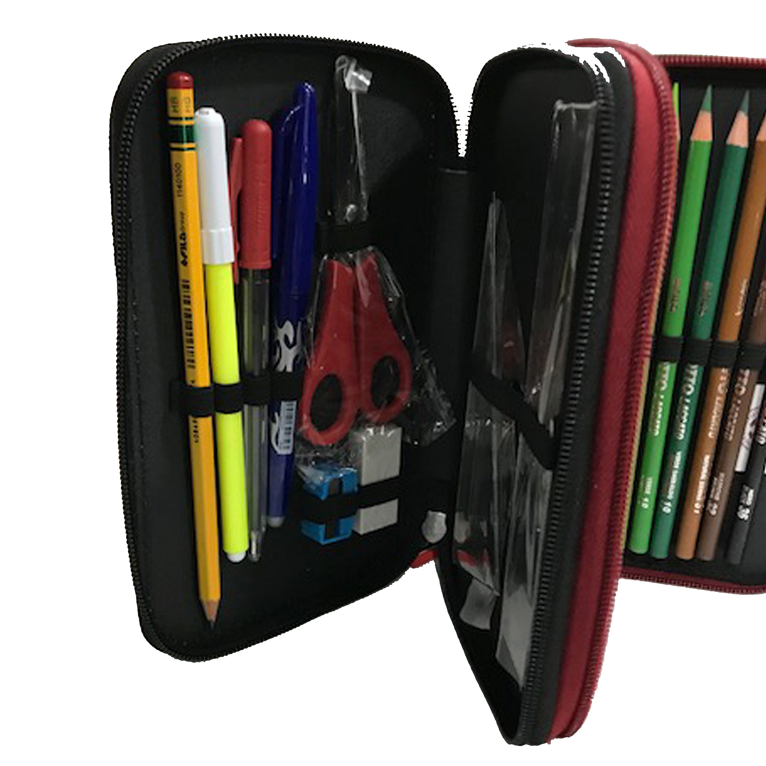 Panini Astuccio per bambini A.S. Roma a 3 scomparti con cerniera, perfetta per l'anno scolastico 2018, giallo/rosso