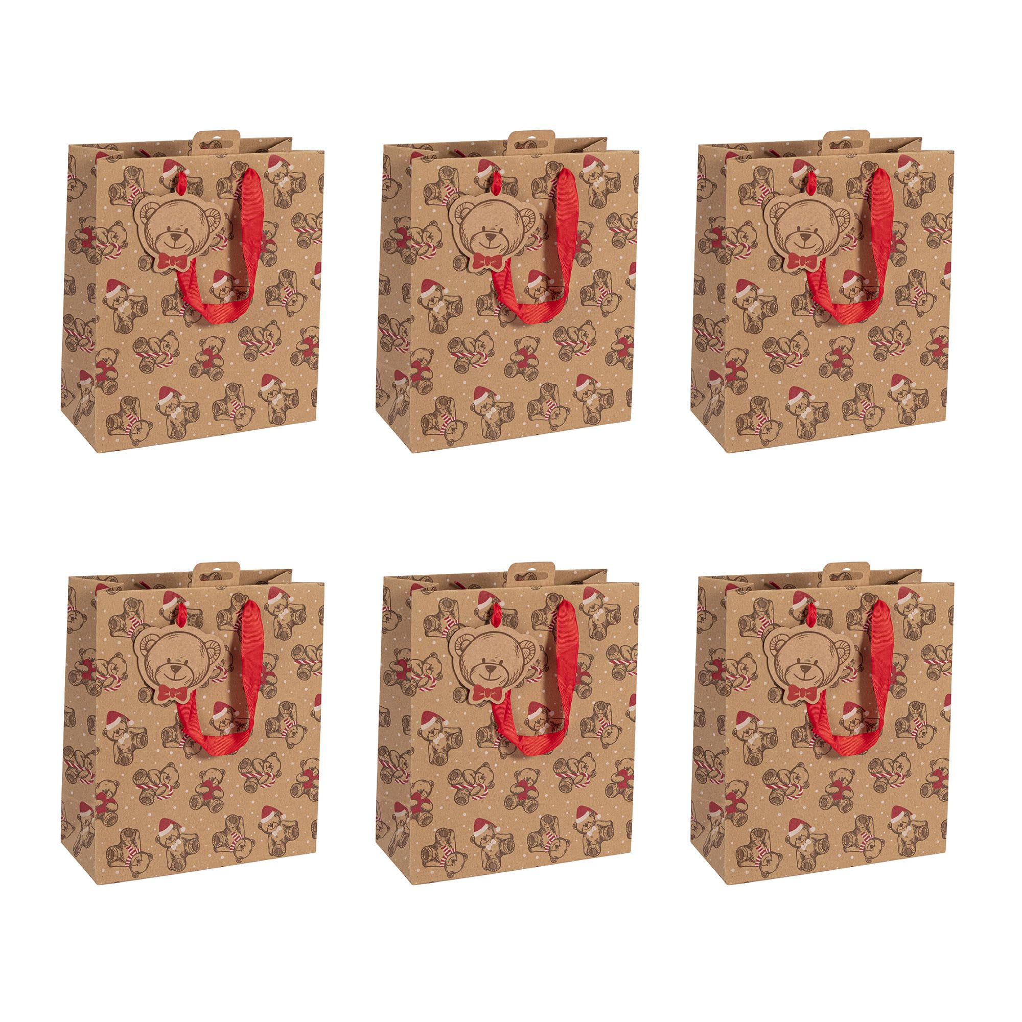 Eurowrap 223929-3C - Mon Petit Ourson, sac Moyen 21,5x10,2x25,3 cm - PAQ DE 6