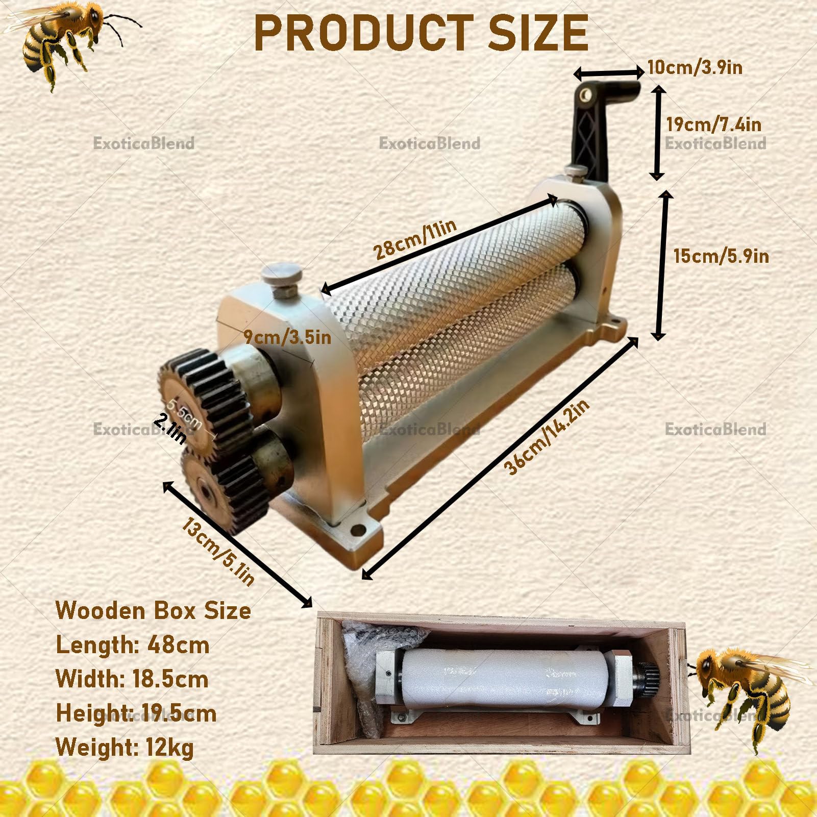 Manuelle Prägemaschine für Bienenwachs-Mittelwände (Walzenpresse) 5.4mm