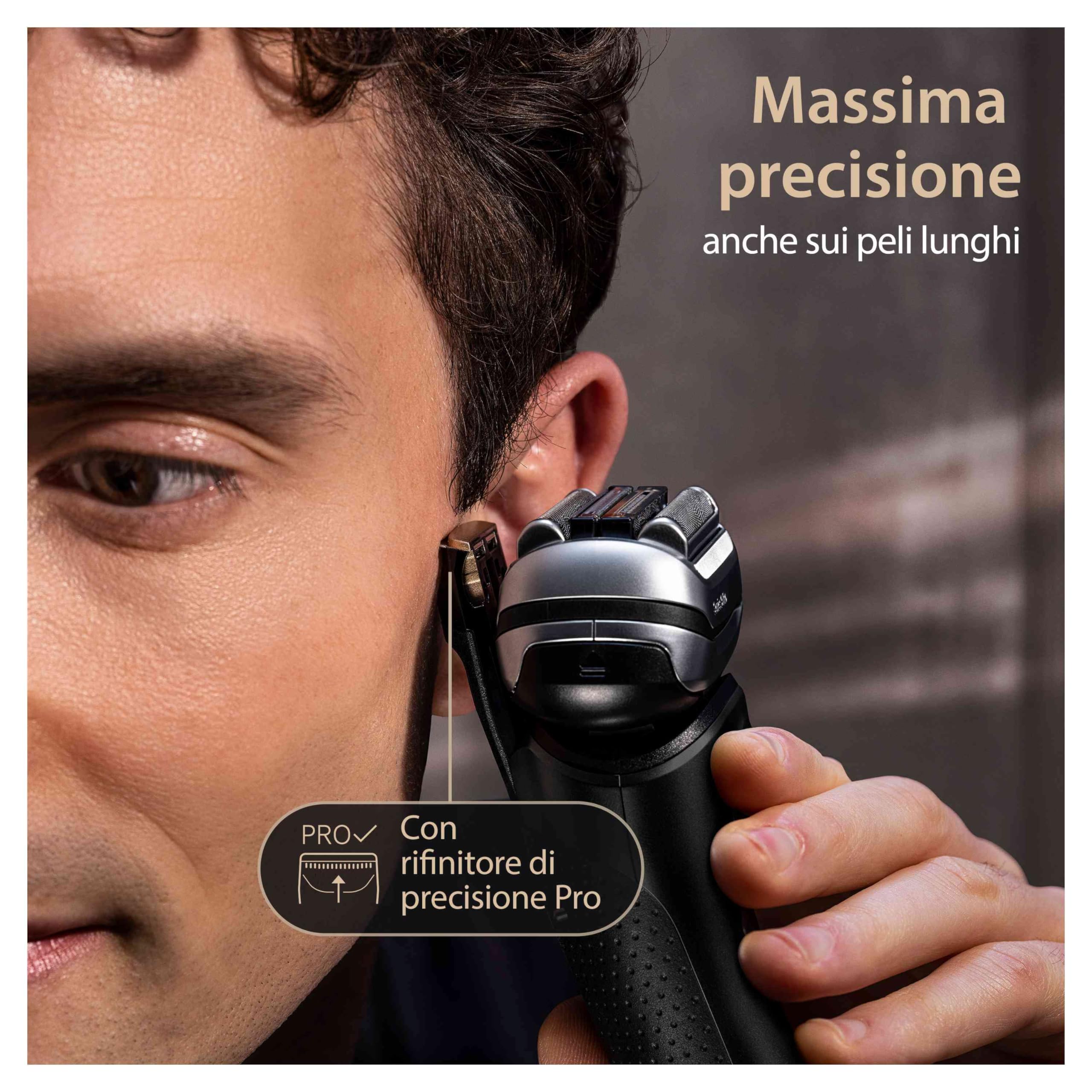 Braun Series 9 PRO+ Rasoio Elettrico Barba, 5 Elementi Di Rasatura Professionali E Rifinitore Di Precisione Pro, Base di ricarica, Wet & Dry Con 60 Minuti Di Utilizzo, Prodotto In Germania, 9510s,
