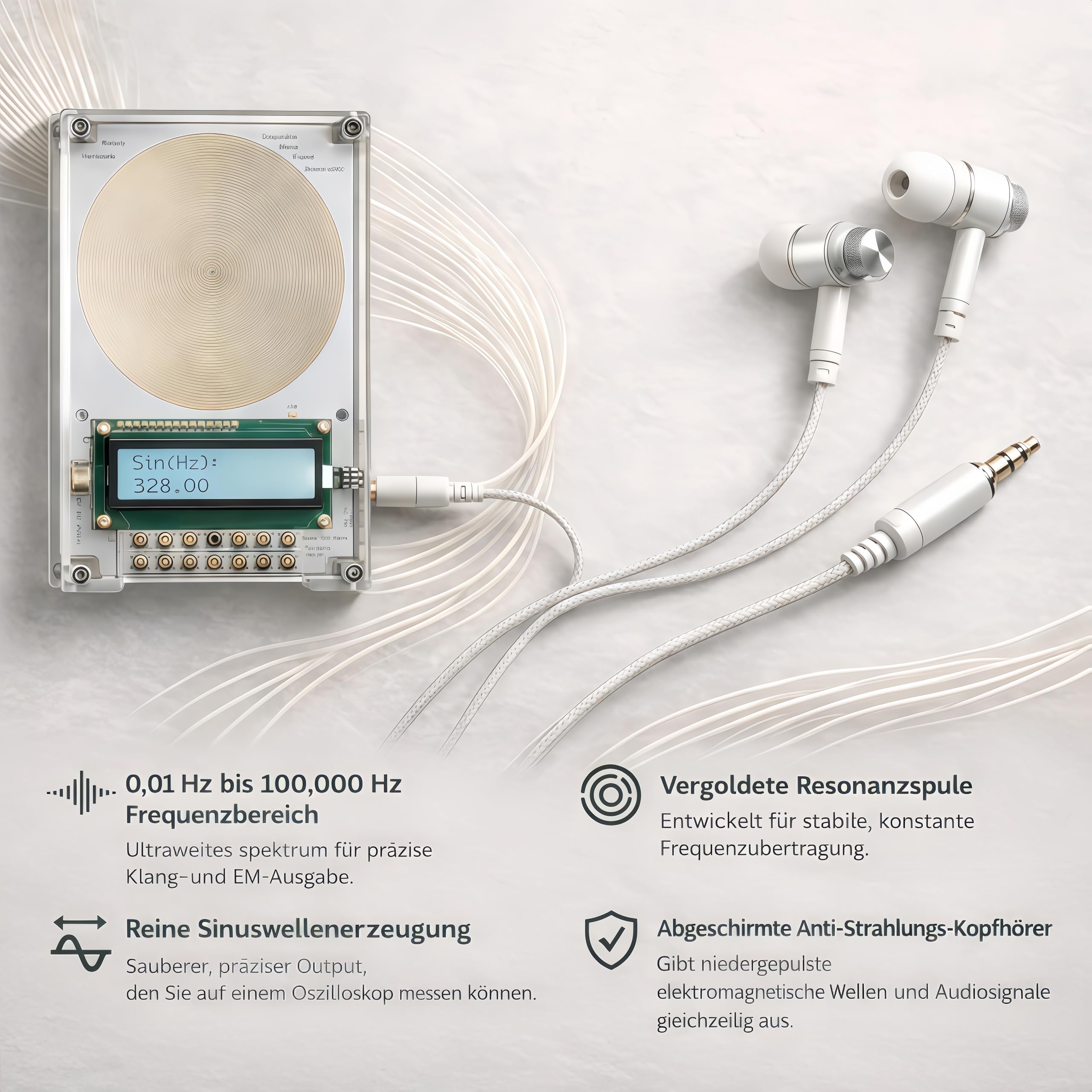 ZENTRA Premium-Gerät Schumann Resonanzgenerator, einstellbar mit Display und USB-Anschluss, Frequenzgenerator für Einschlafhilfe, Entspannung und Meditation, natürliche Raumharmonie