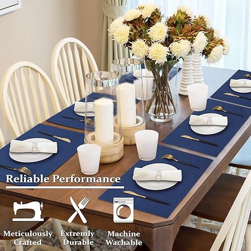 Miniatura 2 de Juego de 6 manteles individuales de tela, mezcla de lino y algodón, lavables a máquina, de doble capa, duraderos, resistentes al calor, manteles