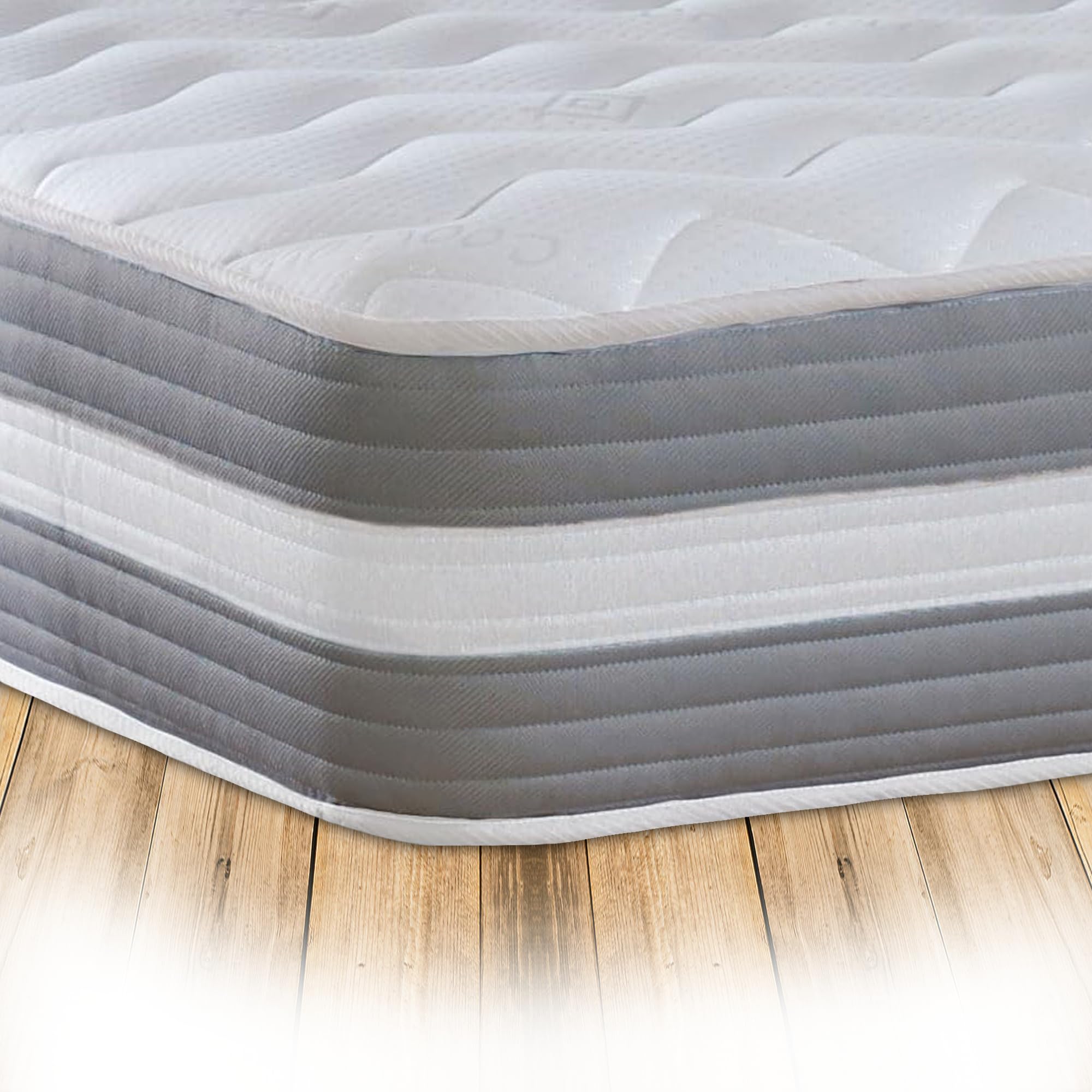 Starlight Beds Zeta Align Small Single Mattress. 9” Deep Hybrid Sprung with Reflex Foam Support – Medium Firmness, Grey. (75x190 Mattress | 2ft6 x 6ft3)