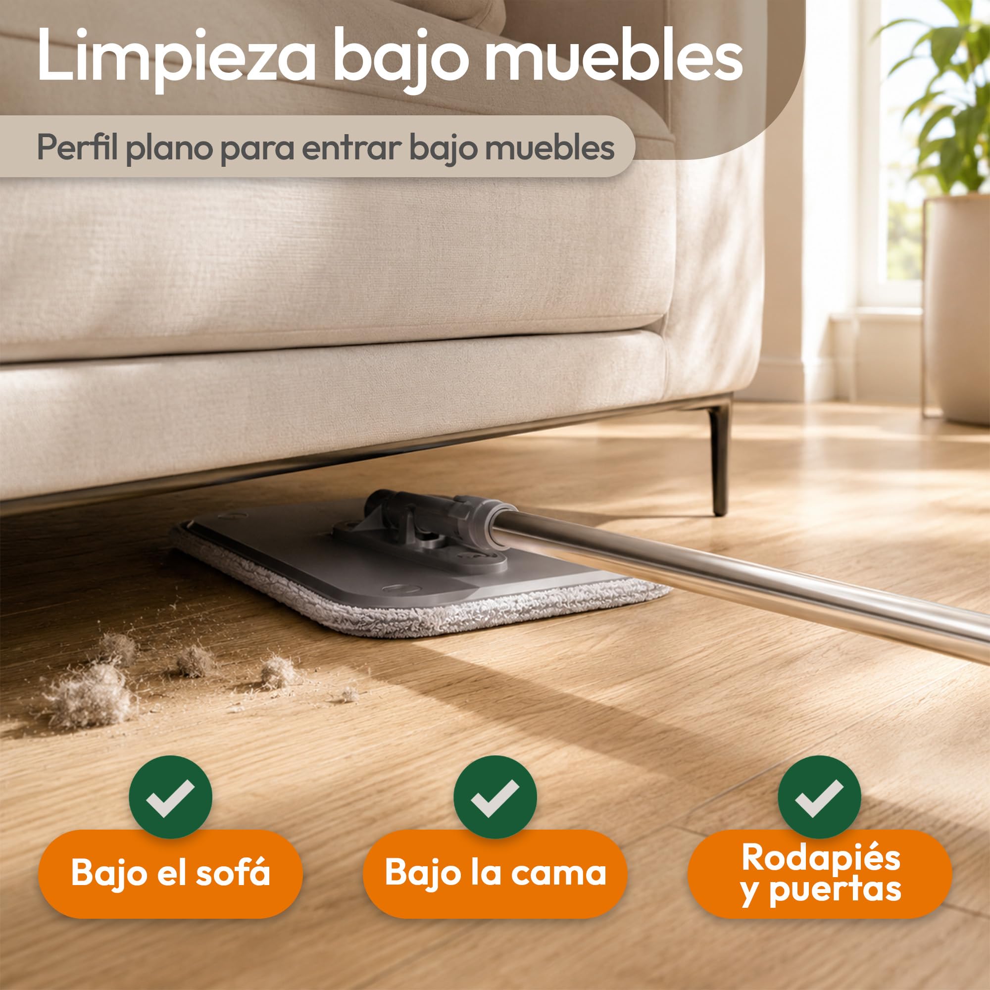 Mopa Fregona con Cubo Escurridor, Fregona Plana de Microfibra con Escurrido Giratorio, Cubo Doble Agua Limpia y Sucia, Limpieza Fácil para Hogar