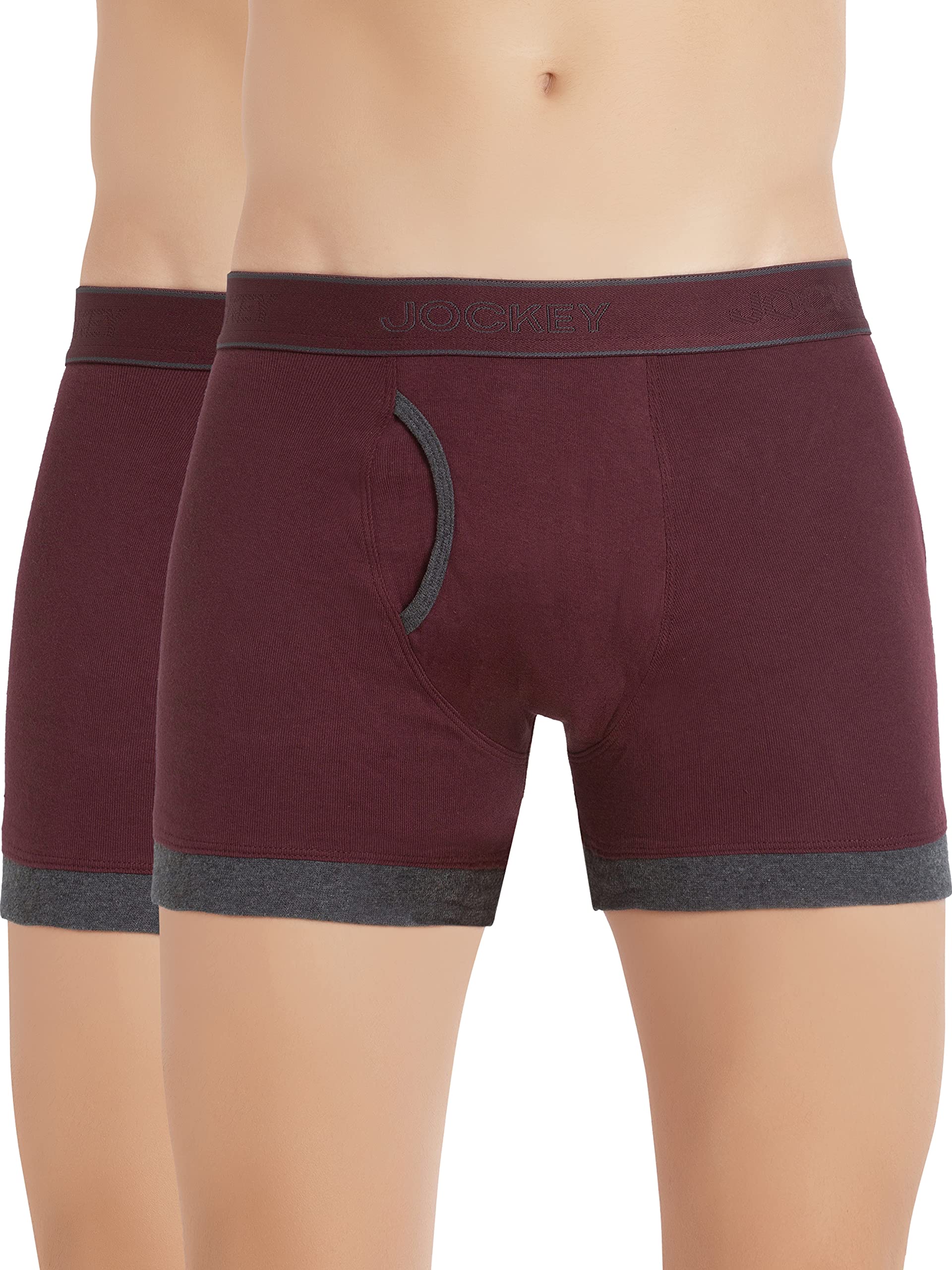 Men's Cotton 1017_Pack of 2 Navy & Charcoal Melange Boxer Briefs-image-3
