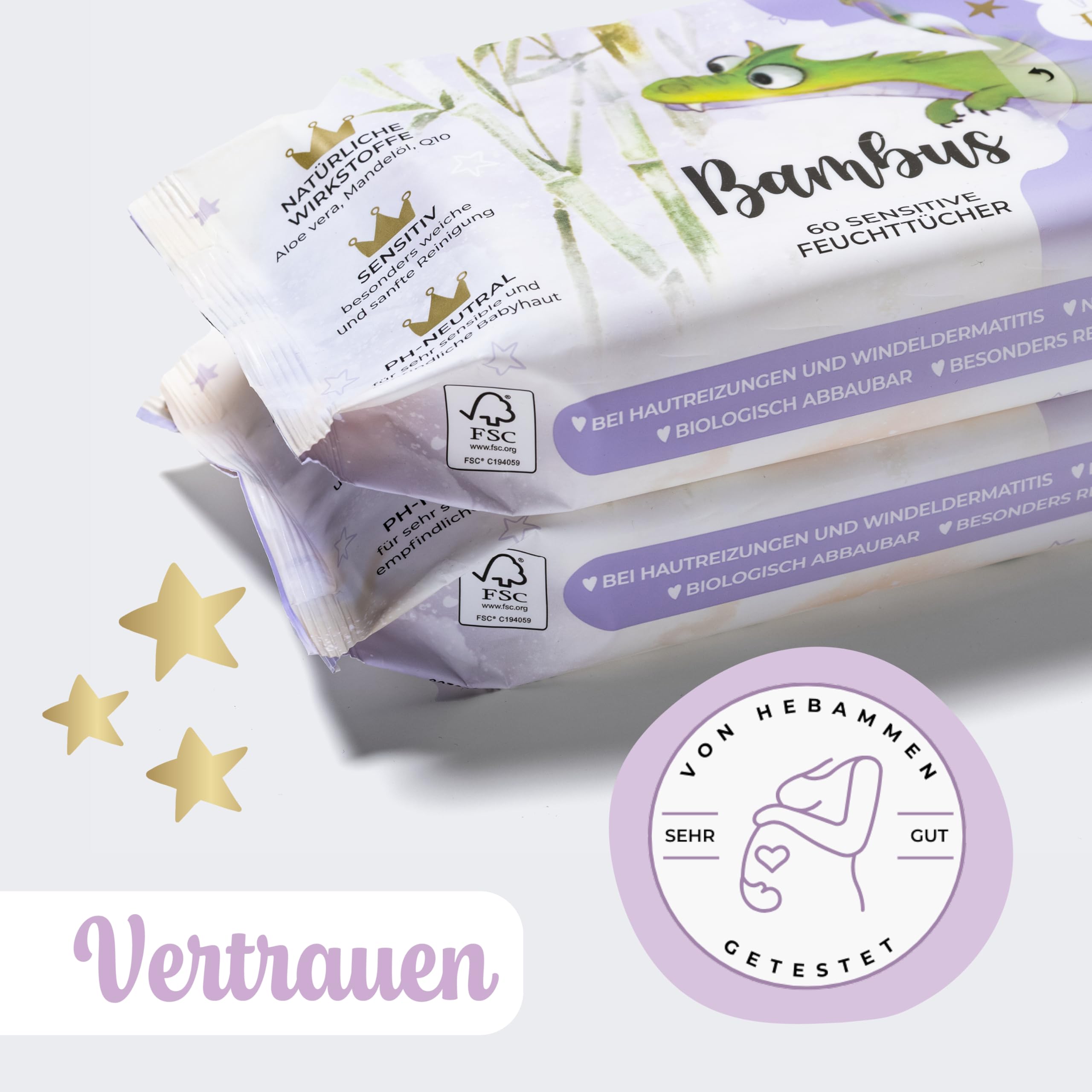 Millis Toallitas húmedas de bambú – 12 x 60 unidades – Limpieza natural suave para la piel sensible del bebé – Biodegradables, pH neutro, sin plástico, perfume y alcohol, clínicamente probado