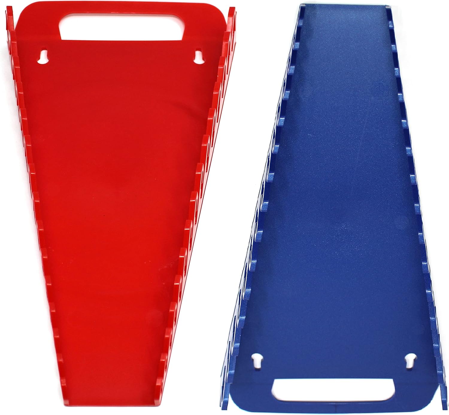 15-Tool Gripper Wrench Organizer Tray Kit - 2 Plastic Portable Gripper Tray Holders… (2 Piece Kit, Red & Blue)