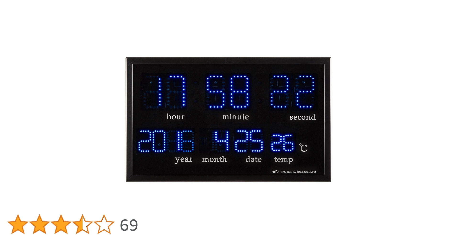 Felio フェリオ　デジタル　壁掛け時計 ブルー　LED 表示 Amazon.co.jp: Felio(フェリオ) デジタル壁掛け時計 アギラ ブルーLED