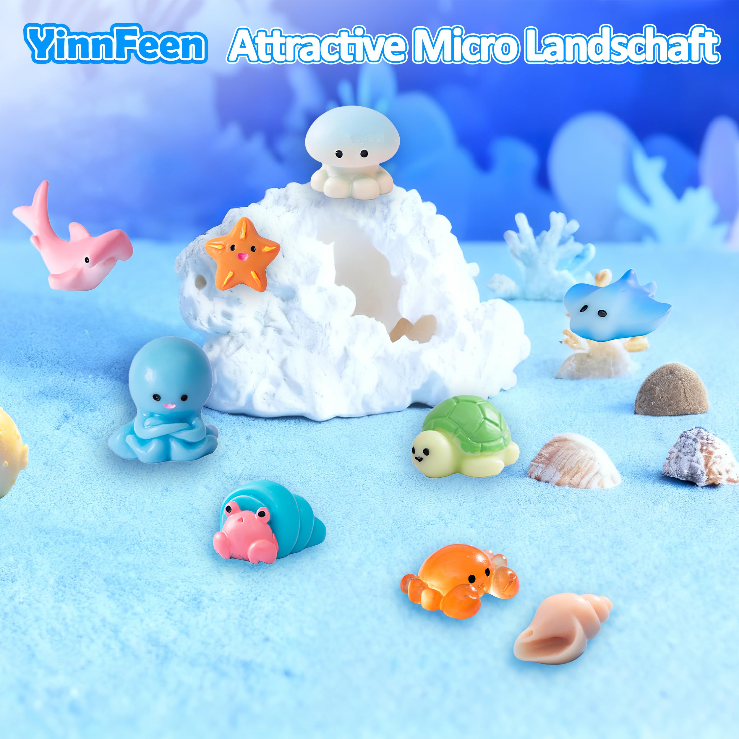 50 Piezas Mini Figuras de Océano, Miniaturas Pequeñas de Animales Marinos, Lindas Figuras de Resina Océano para Acuario Decoración DIY Jardín Miniatura Bonsái Pecera — view 5