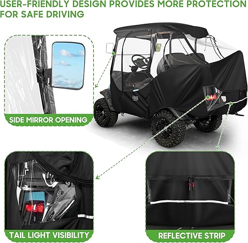 Miniatura 6 de 10L0L Recinto de carrito de golf para 4 pasajeros para Club Car Precedent – techo corto Deluxe 600D mejorado impermeable transparente carrito de