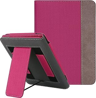 WALNEW Stand Case for 6” Kobo Clara 2E 2022 Released - Two Hand Straps Premium PU Leather Book Cover with Auto Wake/Sleep for 6-inch Kobo Clara 2E eReader