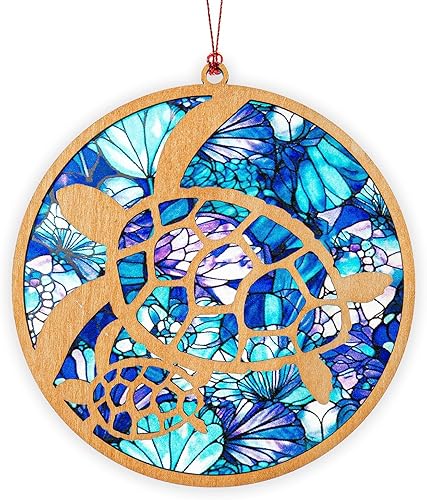Adorno acrílico con efecto atrapasoles de tortuga marina, regalos de tortuga marina para mujeres, adornos de Navidad de playa para árbol, regalos de