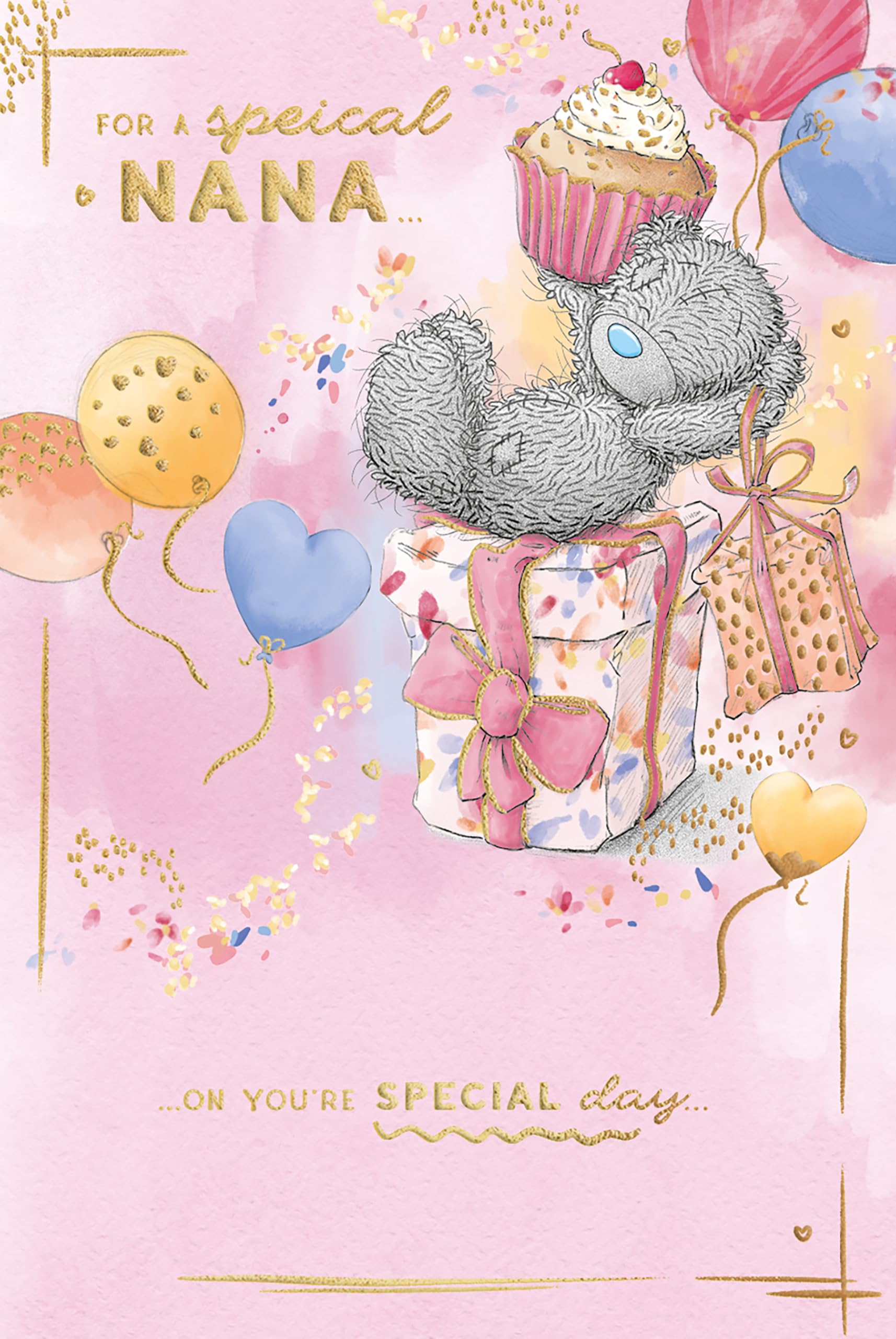 Me To You Tatty Teddy Special Nana Luxury Gold Foil Birthday Card, 6 X 9 Inches - Official Collection