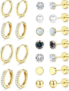 Jstyle Flat Back Earrings for Women Hypoallergenic Earring Studs Hoops
