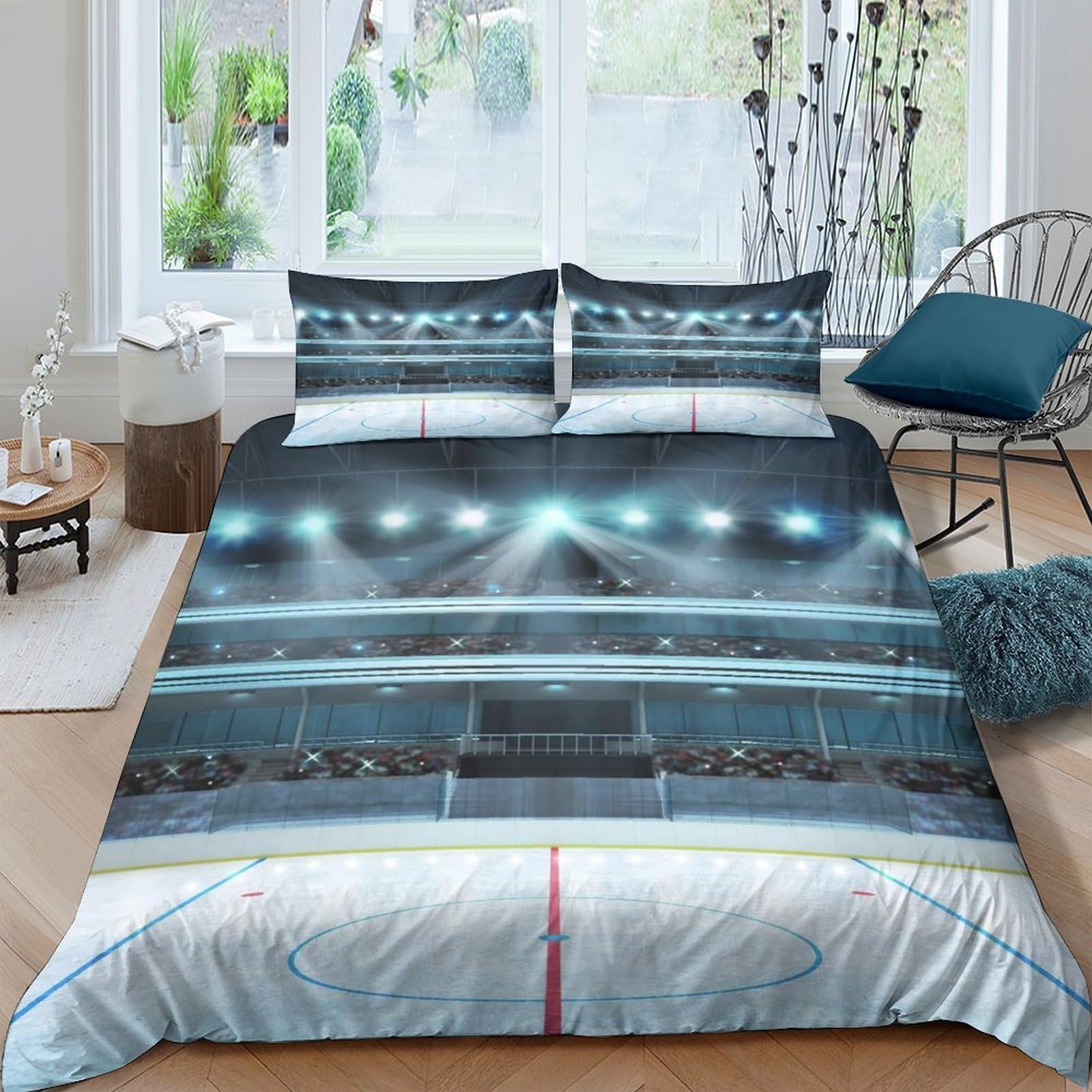 Ctjqhvkz Style-7 3D Printed Stadium Lights Fitted Sheet Microfiber Soft Breathable Arena Night Bed Cover For Bedroom Dorm Mattress Decor Single（135X200cm）