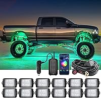 Vista 1 de MICTUNING C3 - Luces de roca LED extensibles RGBW con control inalámbrico, 12 cápsulas, luces subterráneas multicolor con aplicación Bluetooth