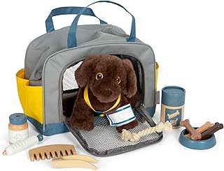 Small Foot Dog with Bag and Grooming Set, 15-Piece Pet Toy for Children from 2 Years, Role Play Set for Pet Care, 12600