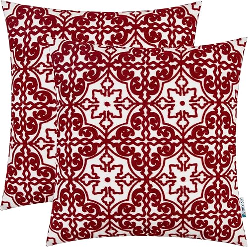 HWY 50 Juego de 2 fundas de almohada decorativas bordadas modernas con detalles geométricos y decorativos de 18 x 18 pulgadas para sofá, sala de