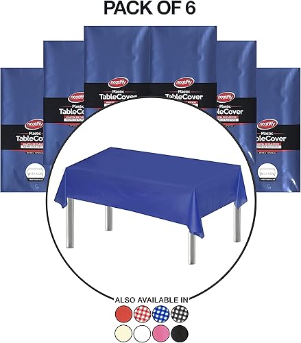 Miniatura 2 de Neatiffy Paquete de 6 manteles rectangulares de plástico de 54 x 108 pulgadas, para picnic, campamento, fiesta, banquete, desechables,