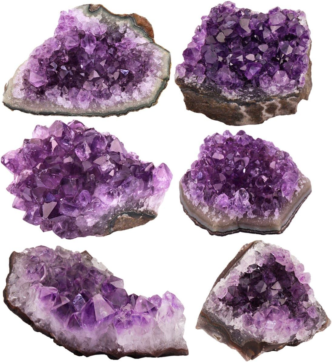 Rockcloud Natural Purple Amethyst Quartz Crystal Cluster, Amethyst Crystal Copper Wire Money Tree with Round Colorful Resin Base for Office Home Desktop Decorations