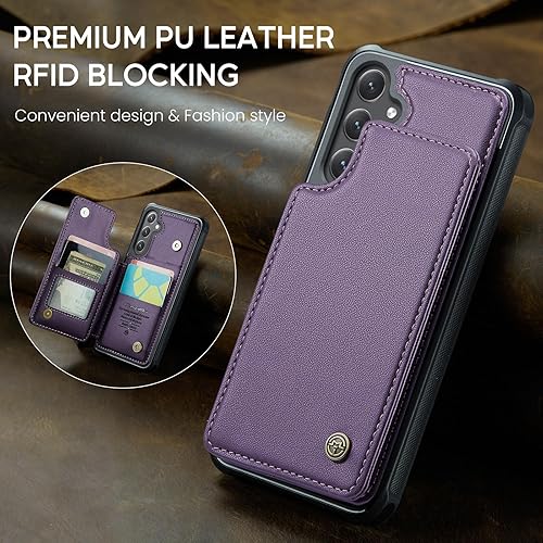 Miniatura 9 de Kowauri Funda para Samsung Galaxy S23 FE, funda de piel sintética para mujeres y hombres con ranura para tarjetas de bloqueo RFID, cierre magnético,