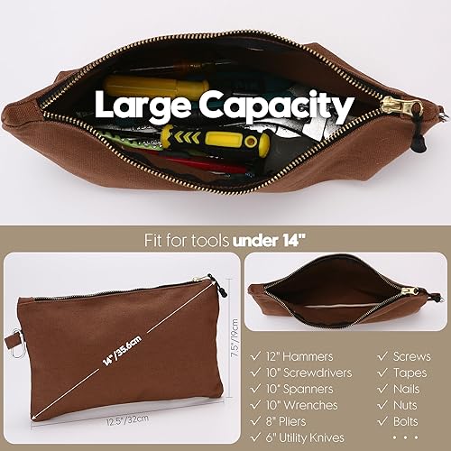 Miniatura 3 de Sea Team Paquete de 4 bolsas de herramientas de lona, bolsa de almacenamiento resistente con cremallera con resorte de metal, organizador de