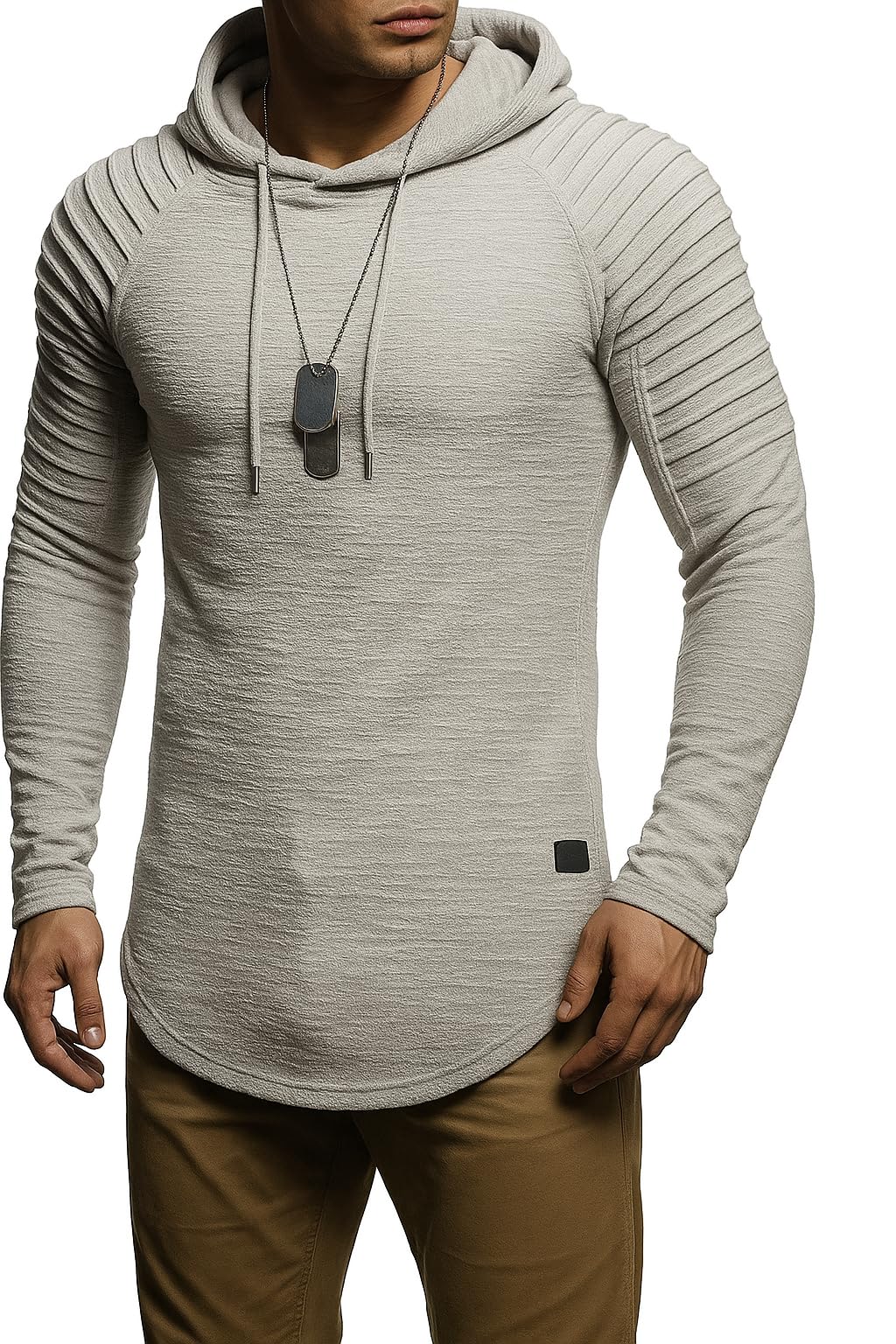 Leif Nelson LN8128 męska bluza z kapturem, krój slim fit, z zawartością bawełny, nowoczesna biała bluza z kapturem, bluza z długim rękawem, męska czarna bluza z kapturem