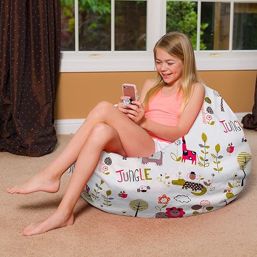 Miniatura 59 de Posh Beanbags - Sillón puff Lienzo Animales Bosque Critters,Lienzo Pájaros en Blanco,Lona Chevron Negro y Blanco,Tela para colorear lienzo - Mundo